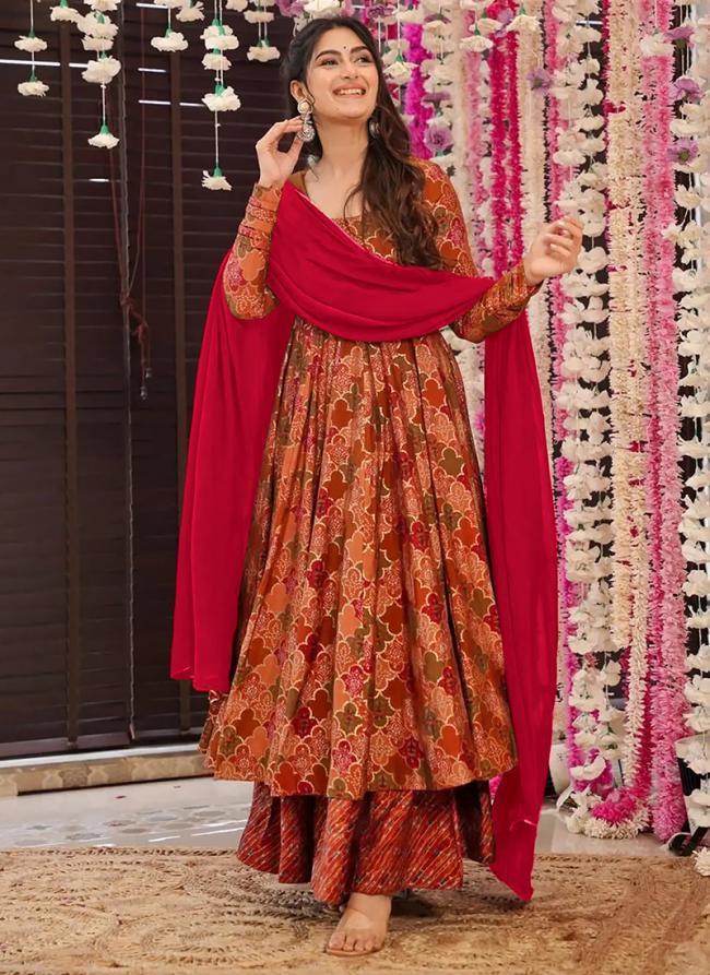 Pure Muslin Multi Color Festival Wear Printed Readymade Anarkali Suit